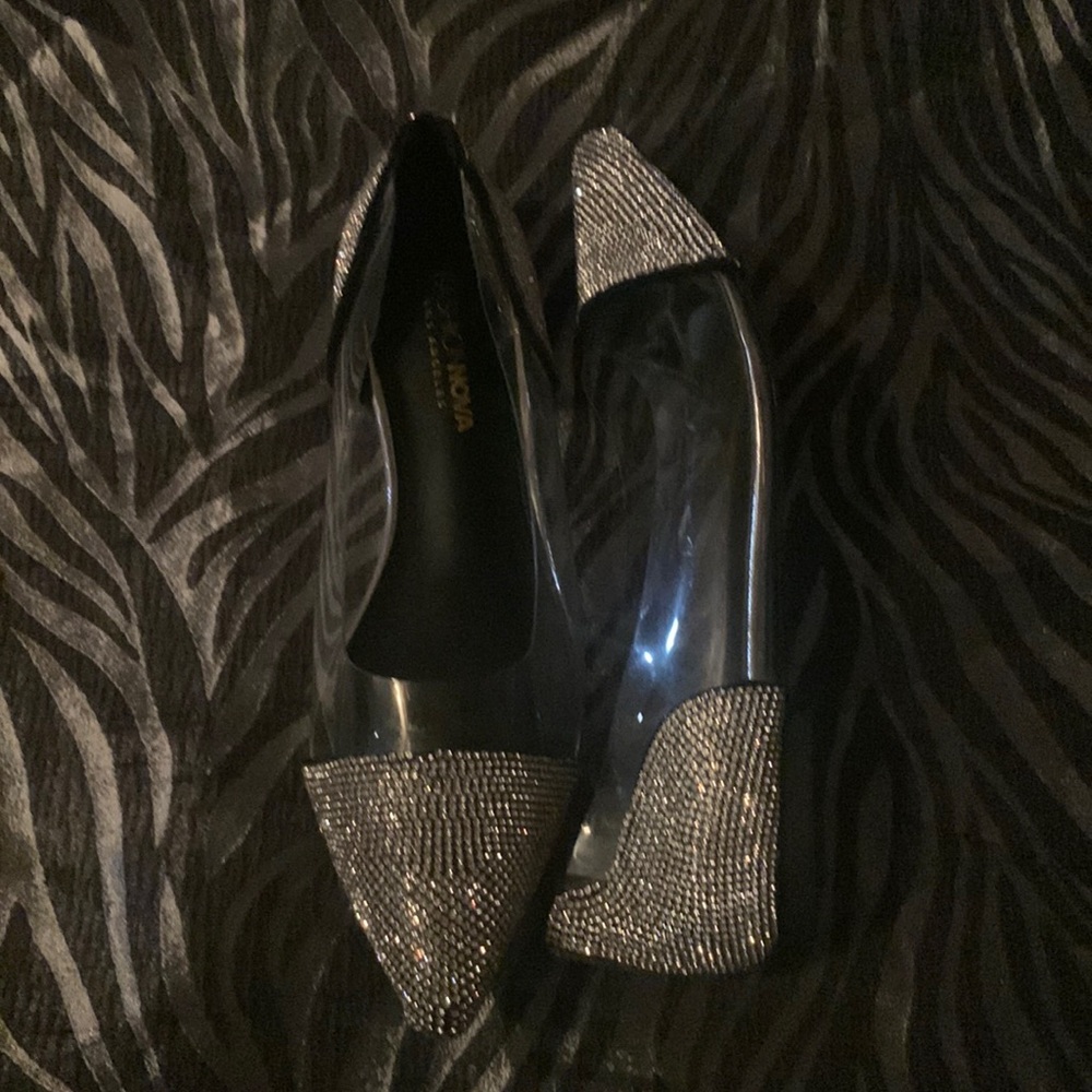 Clear Rhinestone Pointed Toe Flats - Picture 6 of 7